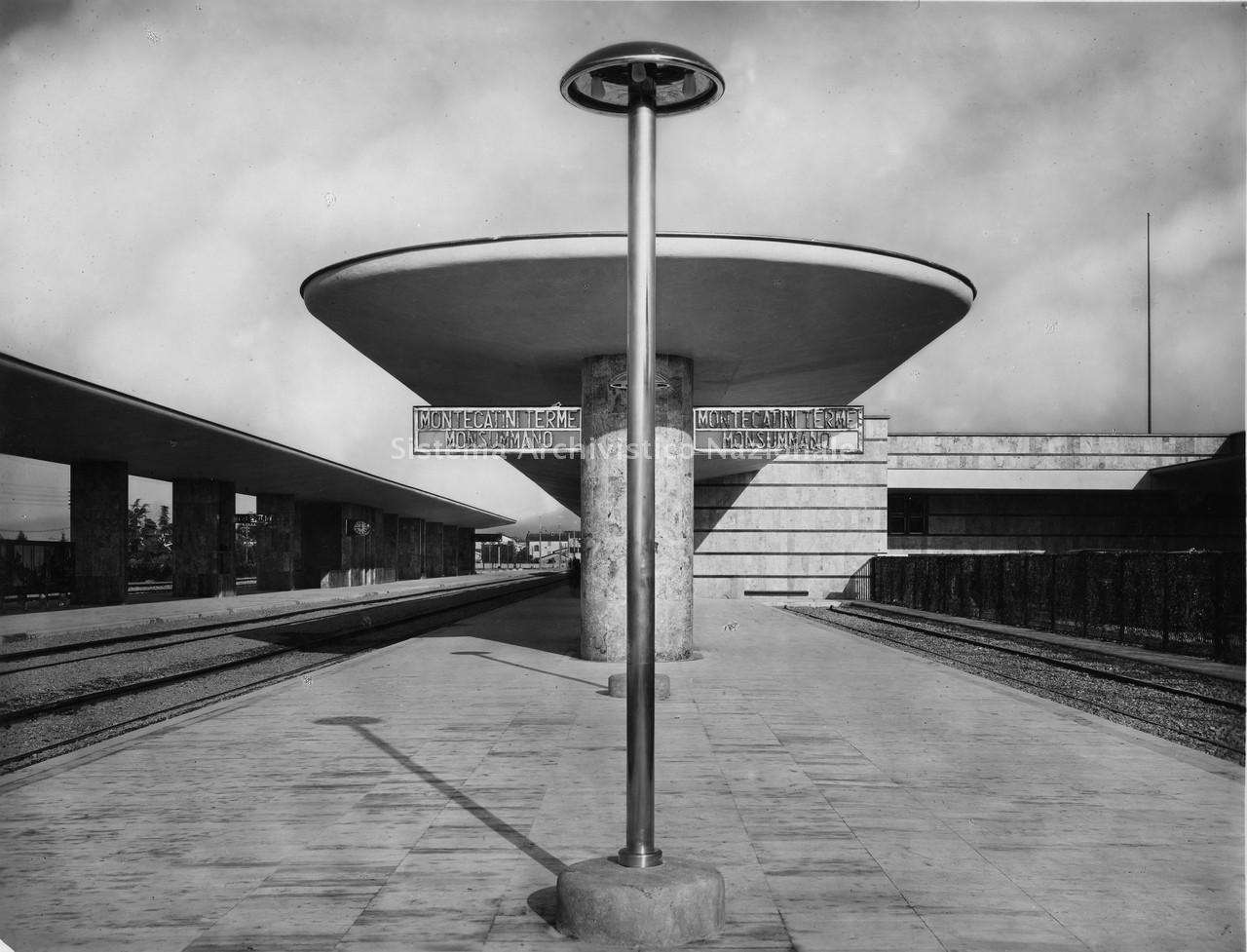  Stazione ferroviaria Montecatini Terme–Monsumanno Terme, progetto, veduta, 1933-1936. 