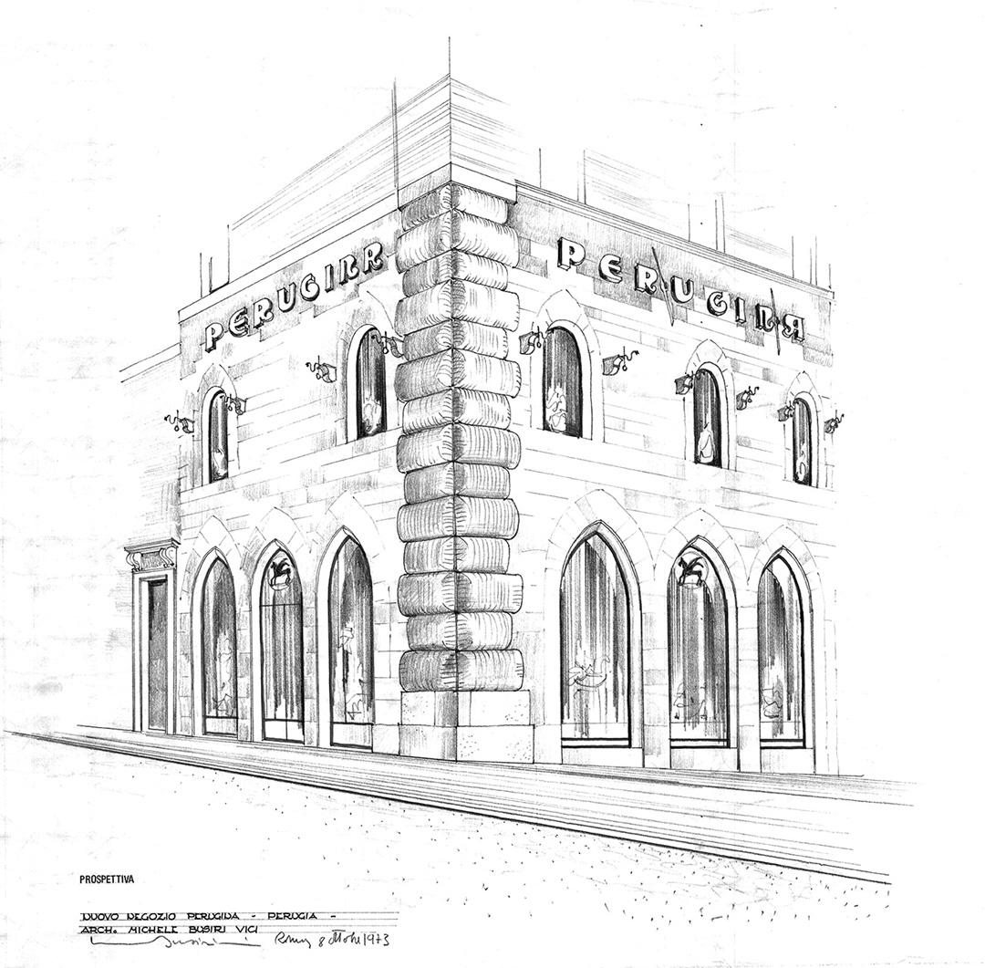 Progetti di arredamento per i negozi Perugina, Michele Busiri Vici e Giancarlo Busiri Vici, 1967-1975